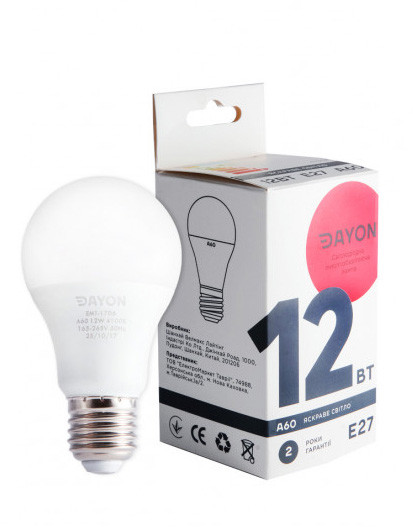 Світлодіодна лампа DAYON LED e27 свічка 12W 4100K 220V
