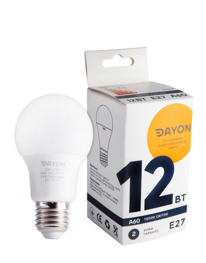 Світлодіодна лампа DAYON LED e27 свічка 12W 3000K 220V