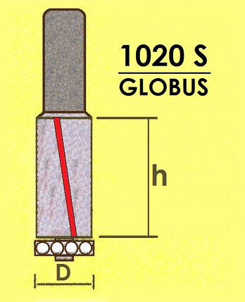 Фреза ГЛОБУС кромочна пряма з нижнім підшипником. Серія 1020 S.    D16 h50 d8, фото 2