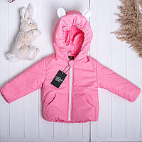 Дитяча плащова куртка з капюшоном вушками весна осінь рожева для дівчинки 3 роки