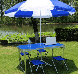 Стіл туристичний складаний для пікніка для риболовлі+ 4 стільця 120*60*70 Синій Folding Table, фото 3