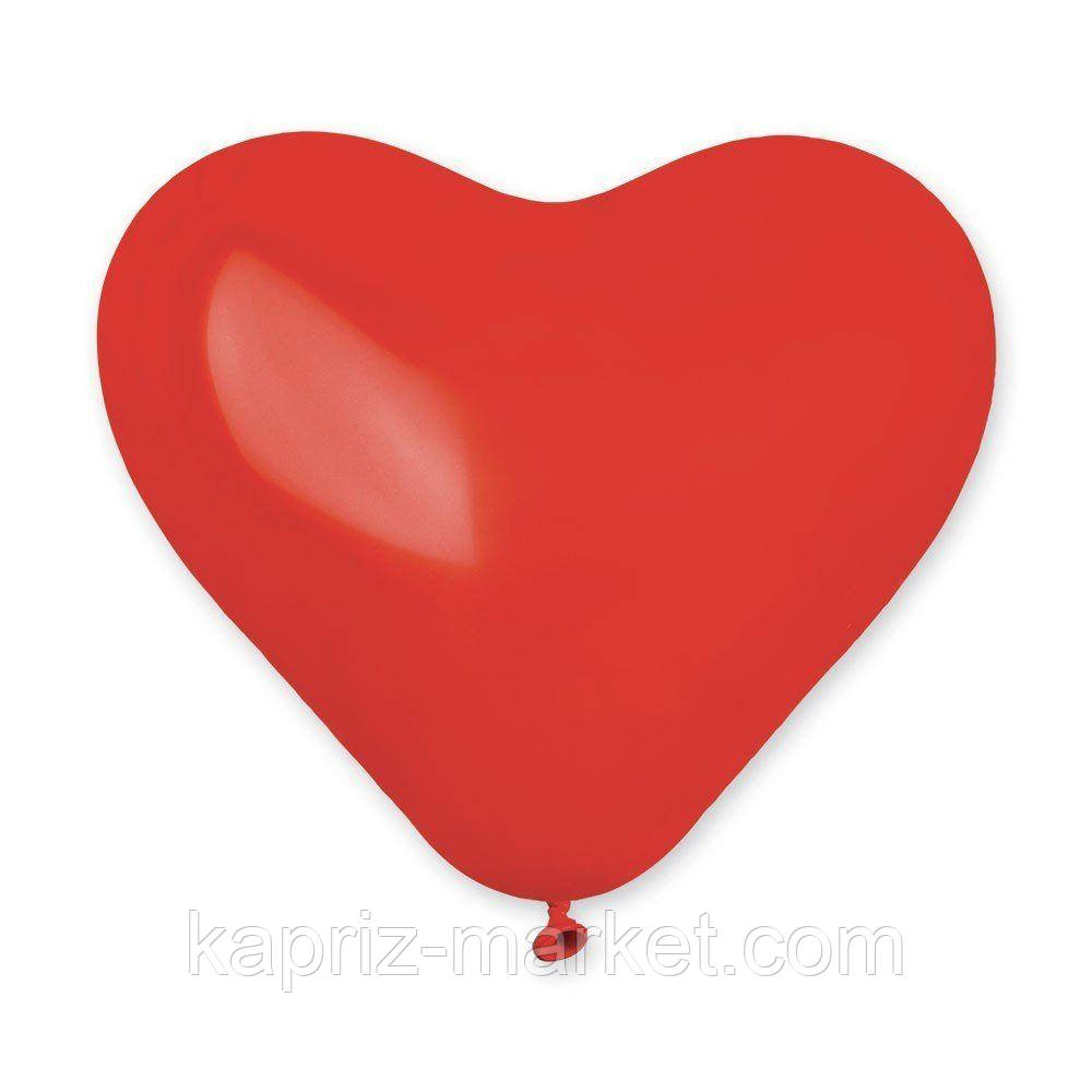 Куля латексна Gemar пастель «Серце червоне» "11" — розмір 25 см