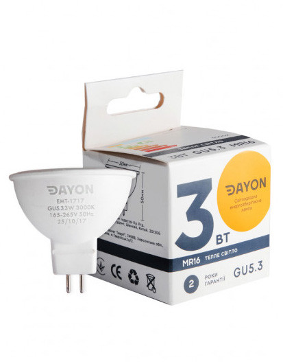 Світлодіодна лампа DAYON LED MR-16 3W 2700K 220V