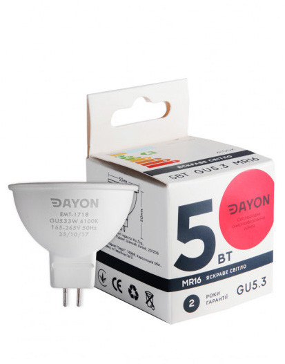 Світлодіодна лампа DAYON LED MR-16 5W 4100K 220V