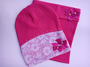 Трикотажна шапка та снуд із мереживом