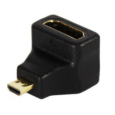 Перехідник тато micro Hdmi — мама Hdmi кутовий gold пластик, фото 1