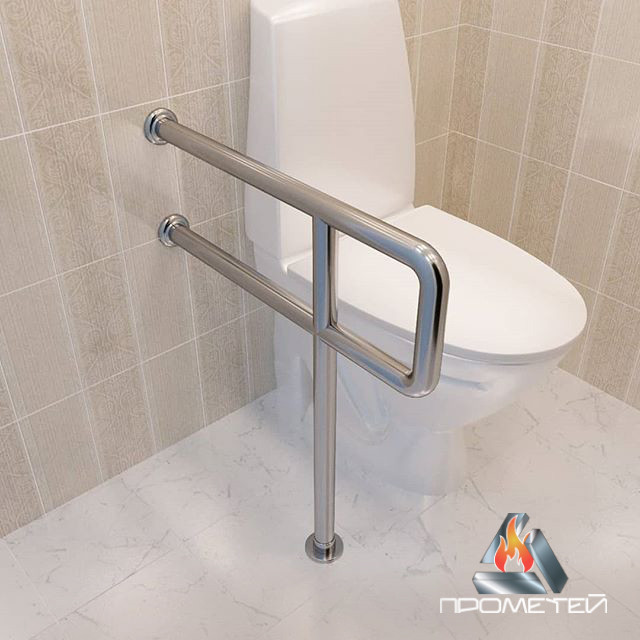 Поручень напольно-настенный одинарный для людей с ограниченными возможностям в туалет, 50х850 мм, D трубы 32мм - фото 1 - id-p1130748494