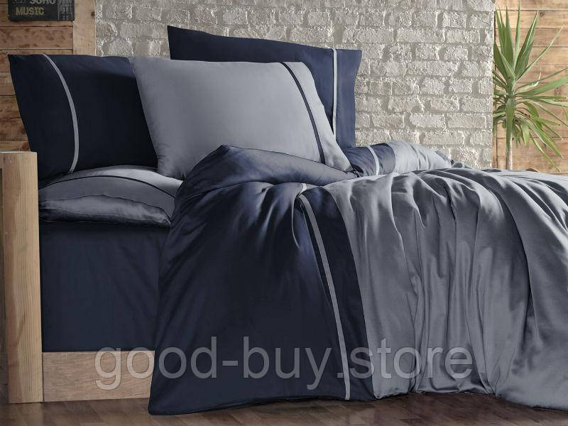 First choice Koyu Gri & Lacivert — dark grey&navy blue постільна білизна сатин сімейний 160х220х2