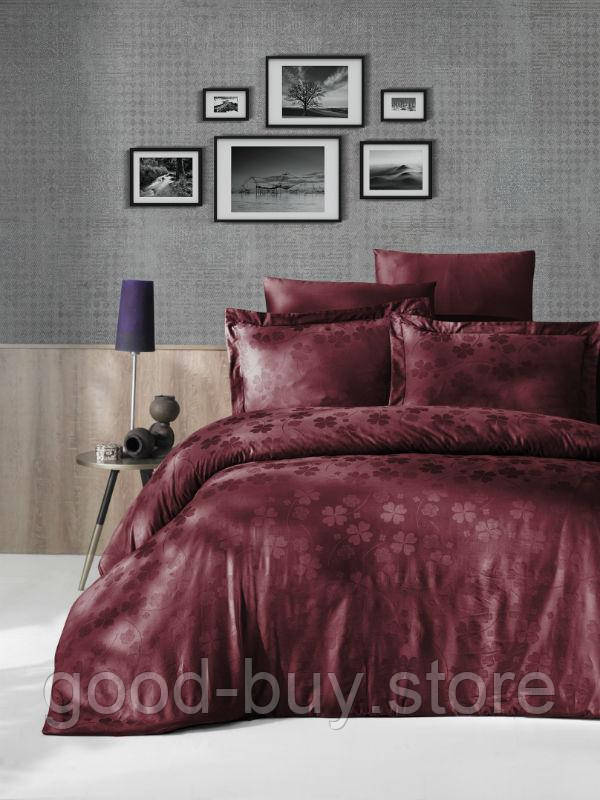 First choice Clover Bordo(dark red) постільна білизна сатин-жакард евро 200х220