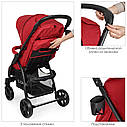 Коляска дитяча M 3409L «FAVORIT» Crimson, прогулянкова, колеса 4 шт., червона, фото 5