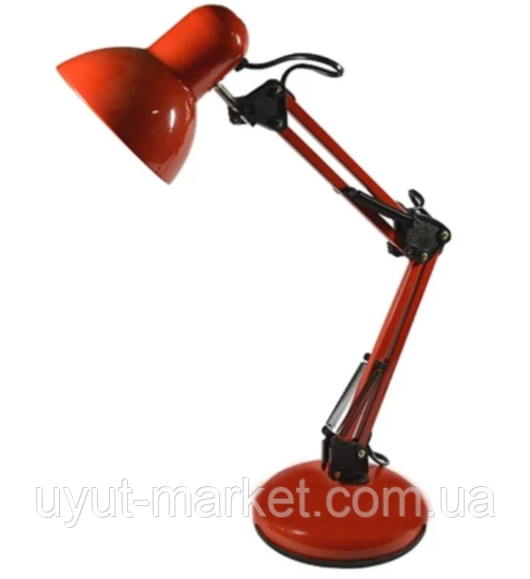 Настільна лампа на струбціні E27, з підставкою червона, фото 1