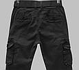 Джинси карго чоловічі літні ІTENO з накладними кишенями чорного кольору, фото 3