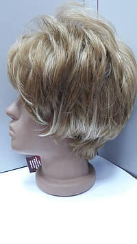 Перука штучні волосся моноволокно термо коротка стрижка золотистий блонд з мелірування