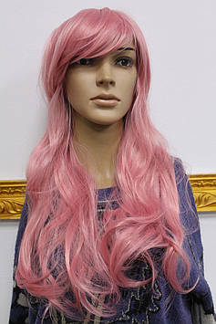 Модний аксесуар штучний перуку довгі рожеві волосся із чубчиком