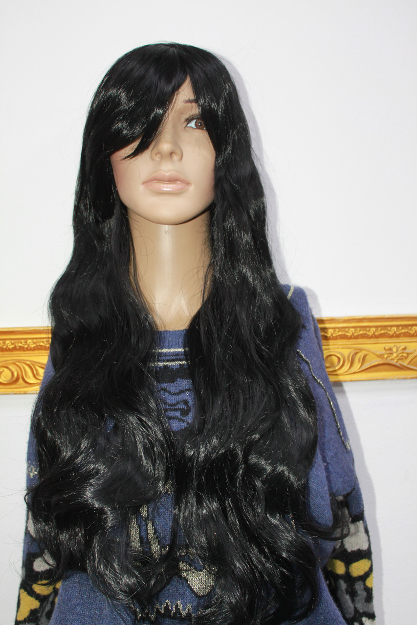 Штучний перуку кучеряве довге чорне волосся, фото 1