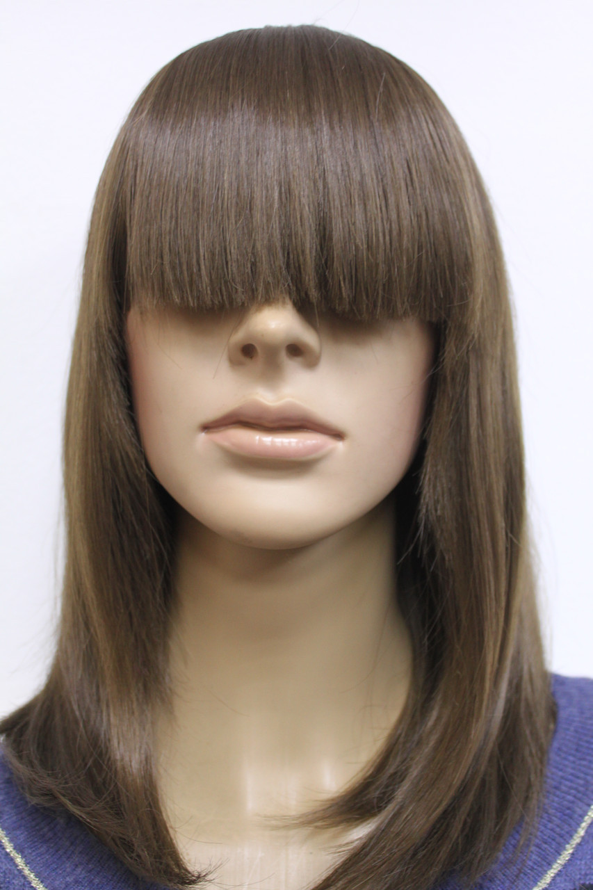 Перука штучний стрижка подовжене каре з чубчиком світло русявий, фото 1