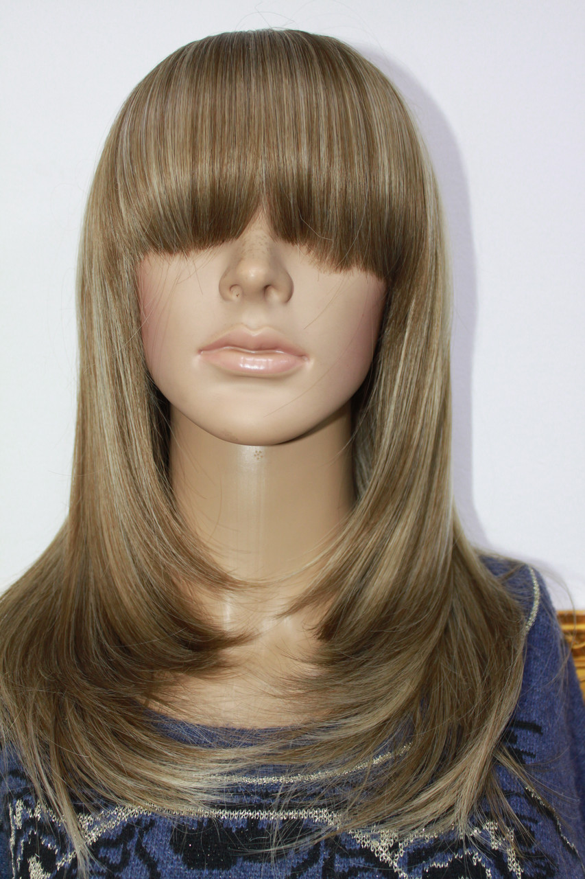 Перука штучний довге волосся із чубчиком мелірування, фото 1