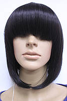Парик искусственный стрижка каре с челкой натуральный черный цвет волос