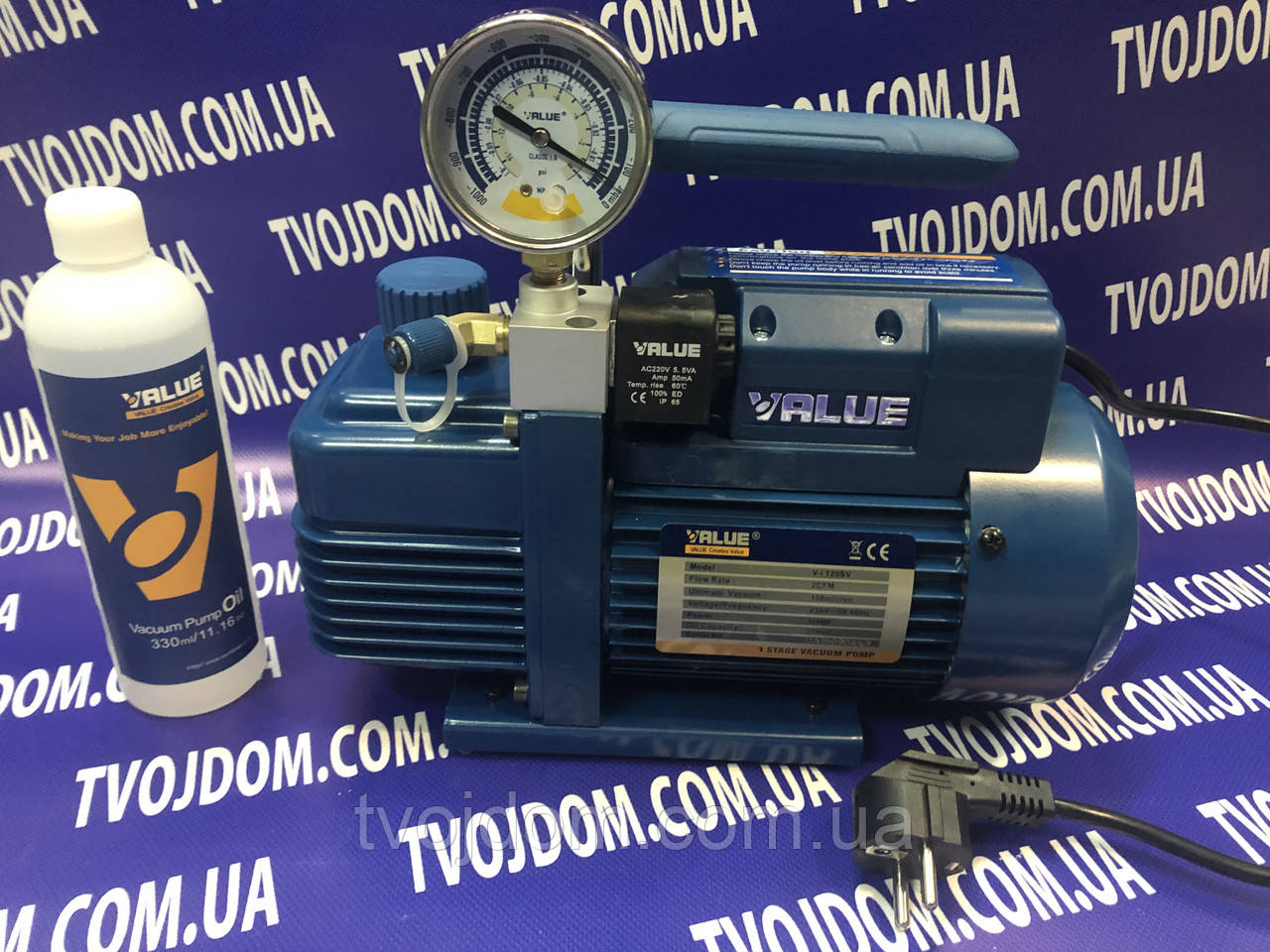 Вакуумний насос VALUE VI 120-SV (одноступiнчастий 57л./мін)., фото 1