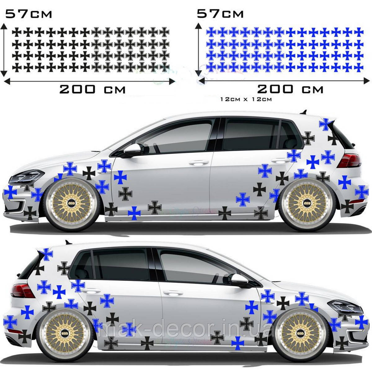 Вінілові наклейки на авто " Хрестики " 57х100 см 4 шт