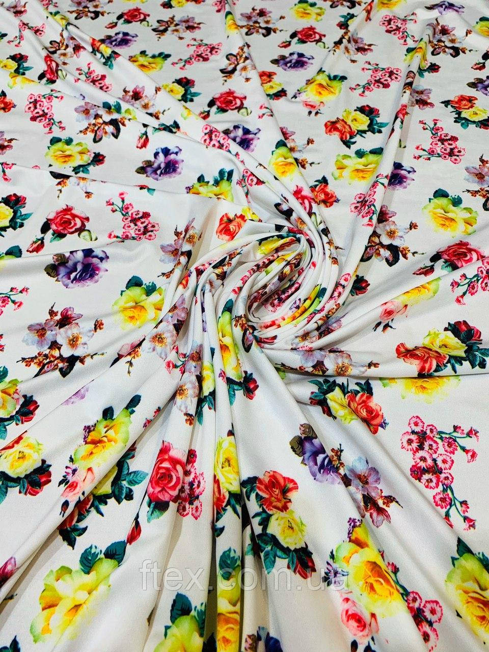 Тонікотаж Принт Квіти Лета, фото 1