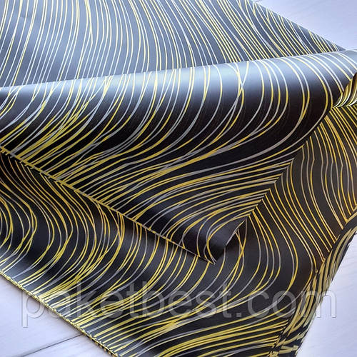 Купить Калька для цветов ( 60х60 см) 20 штук "Волна" Золотисто-чёрная ...