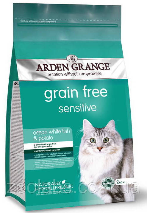 Корм Arden Grange для котів з рибою | Arden Grange Grain Free Sensitive Cat White Fish & Potato 4 кг