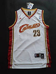 Вишивка біла чоловіча майка Adidas James No23 команда Cleveland Cavaliers