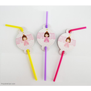 Трубочки коктейльні з декором "Маленька Принцеса", 8 шт, Набор трубочек для коктейля "Принцесса", фото 1