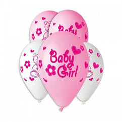 Повітряні кулі латексні з малюнком Baby Girl Рожевий