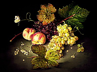 Набор алмазной вышивки (мозаики) "Виноград и персики"