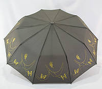 Жіноча складана парасолька "Bellissimo" напівавтомат темно сірий на 10 спиць
