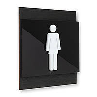 Таблички на дверь женского туалета - Акрил и Дерево - "Buro" Design