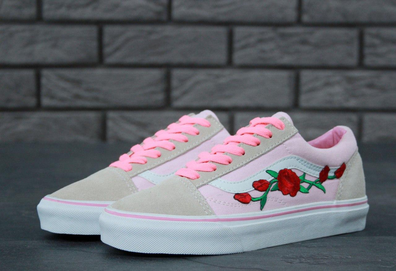 Жіночі кеди Vans Old Skool Roses, жіночі кеди ванс олд скул, жіночі кеді Vans Old Skool, кеді ванс олд скул