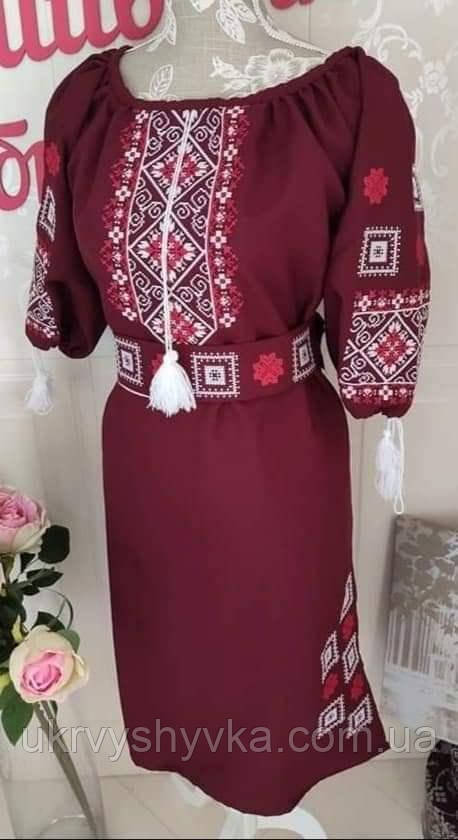 Плаття бордового кольору "Козачка"