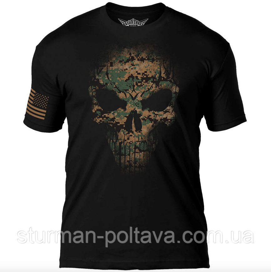 Футболка чоловіча - Дух воїна 7.62 Design USMC Woodland MARPAT Skull США