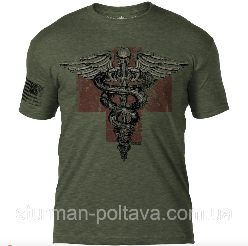 Футболка медична патріотична вінтажна олива 7.62 Design Vintage Medic oliva США розм -М