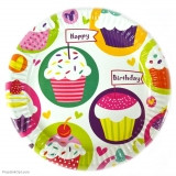 Тарілки паперові "Кекси", 10 шт, Набор тарелок "Happy Birthday"