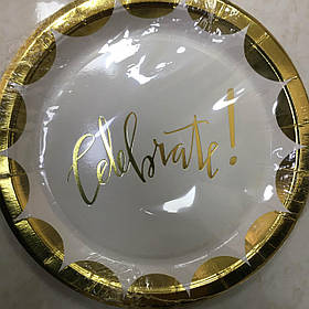 Тарілки паперові "Celebrate", золото, 10 шт, Набор тарелок "Праздник"