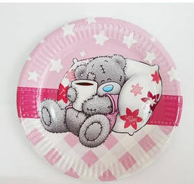 Тарілки паперові "Ведмедик Тедді", рожеві, 10 шт, Набор тарелок "Тедді"