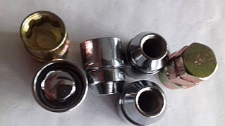 Секретки коліс ВАЗ 2121,21213,21214, Новава 12х36х1,25 хром конус закритий, 2 ключі + захисні ковпачки