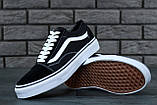 Чоловічі / жіночі кеди Vans Old Skool Black White, чорно-білі унісекс кеди ванс олд скул чорні кросівки, фото 6