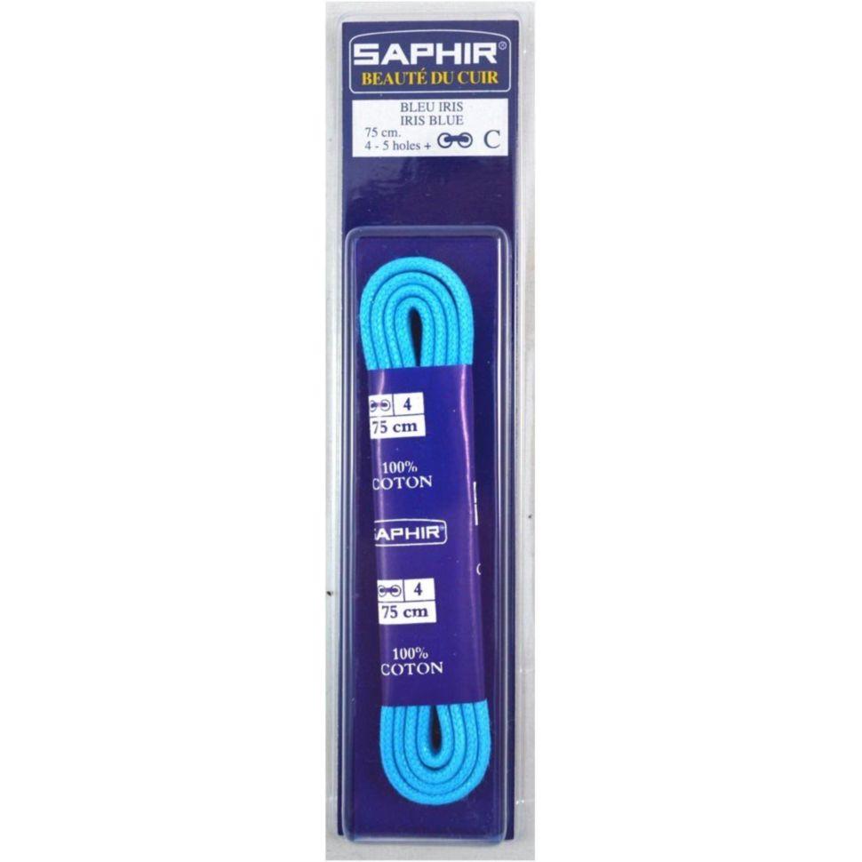 Saphir шнурки тонкі / вощені / блакитні 75 см
