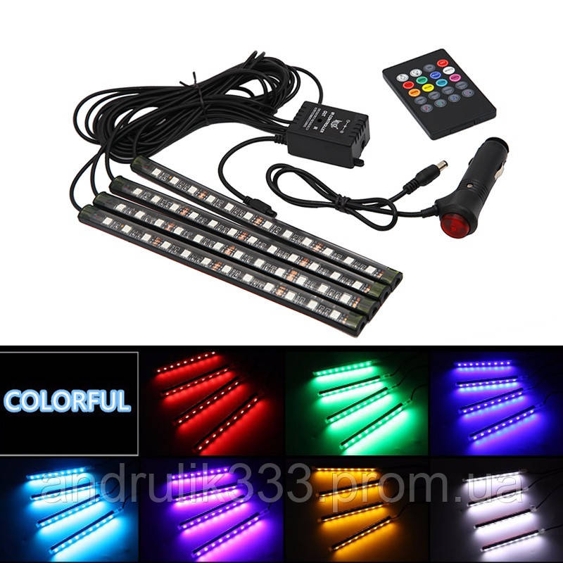 ПОДСВЕТКА САЛОНА RGB С ПУЛЬТОМ (с микрафоном музыкальным контроллером ...