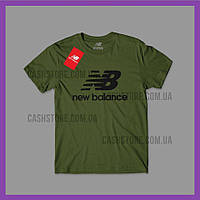 Футболка New Balance 'Essentials Stacked Logo' с биркой | Нью Беланс | Хаки