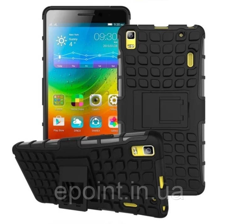 Чохол 2 в 1, бампер накладка для Lenovo K3 note, основа та протектор/підставка чорного кольору
