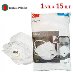 Маска Противірусний респіратор 3М VFLEX 9162Е FFP2 з клапаном білий захист класу ФФП2