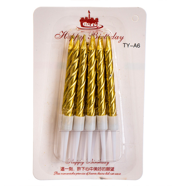 Свічки на день народження "Класика", золото металік, 10 шт.