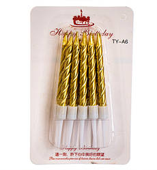 Свічки в торт "Класика", колір золото, 10 шт