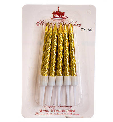 Свічки на день народження "Класика", золото металік, 10 шт., фото 1